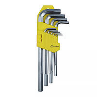 Набор ключей имбусовых удлинённых HEX, 1,5 10 мм, 45x, закаленные, 9 шт., никель. СТАЛЬ