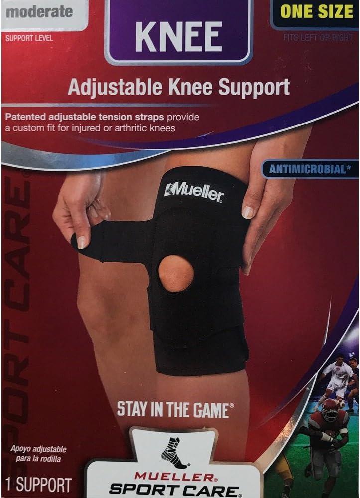 MUELLER ADJUSTABLE KNEE SUPPORT one size antimicrobial