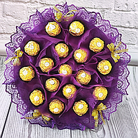 Элегантный фиолетовый букет ферреро роше шоколад подарок с конфетами для девушки женщины мамы на праздник