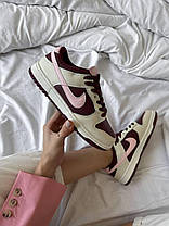 Жіночі Кросівки Nike SB Dunk Low Valentine's Day Bordo / Найк СБ Данк Валентайнс Дей Низькі Бордові з Білим, фото 3