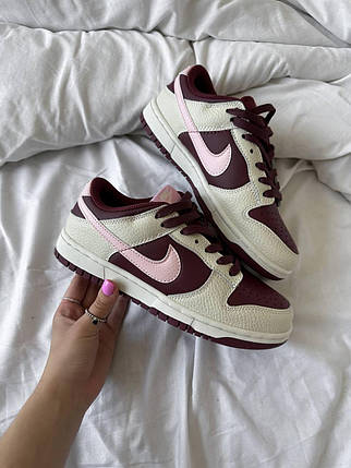Жіночі Кросівки Nike SB Dunk Low Valentine's Day Bordo / Найк СБ Данк Валентайнс Дей Низькі Бордові з Білим, фото 1