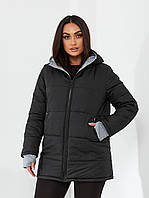 Зимова жіноча стьобана куртка батал з капюшоном (р.50-60). Арт-1853/10