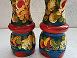 Набір вінтажна дерев'яна перцемолка та соломинка з розписом, фото 3