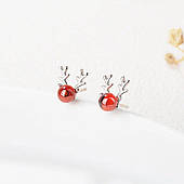 Срібні сережки гвоздики з гранатом "Олені" — срібне покриття 925 проби EGYPT SILVER