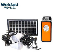 Аварийный ручной фонарь с Power Bank Weidasi WD-1101 с солнечной батареей и 3 лампочками