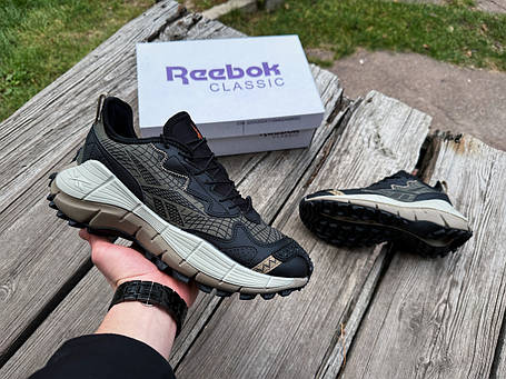 Чоловічі термо кросівки Reebok Zig Kinetica Edge 2.5 Gore-Tex чорні хакі водонепроникні, фото 1