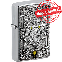 Зажигалка Zippo Fierce Wolf Emblem Brushed Chrome 48690