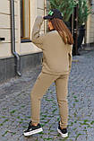 Демісезонний стильний жіночий трикотажний спортивний костюм із капюшоном на худі (р.42-48). Арт-3353/12 бежевий, фото 2