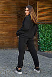 Демісезонний стильний жіночий трикотажний спортивний костюм із капюшоном на худі (р.42-48). Арт-3353/12 чорний, фото 3
