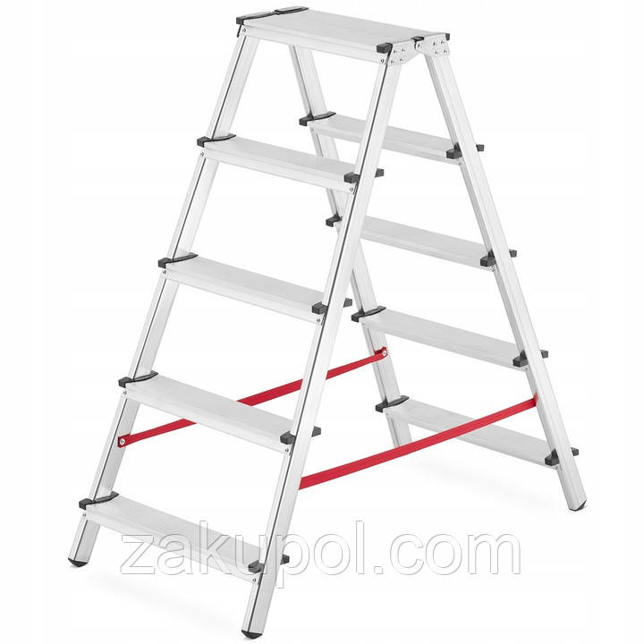 Двостороння алюмінієва драбина HIGHER 2х5 125 кг, фото 1