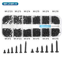 Самонарізи з напівкруглою головкою M1.2, M1.4 + Викрутка Набір 601 шт SPEC (SP-240511)