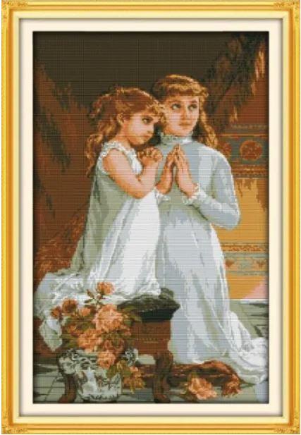 Набір для вишивання за нанесеною на канву схемою "Pray".AIDA 14CT printed , 38*56 см