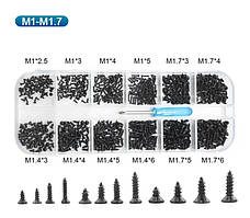 Набір Саморізів з Потайною Головкою M1, M1.4, M1.7 + Викрутка 601 шт SPEC (SP-240502)