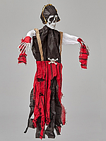 Скелет пират в красном страшный декор для хеллоуина или вечеринки