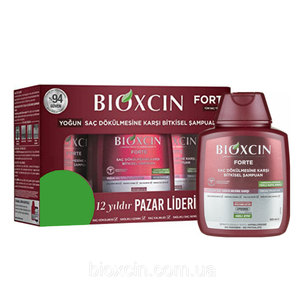 Шампунь проти випадіння волосся Biota Bioxcin (Bioxsine, Біоксин) Forte 3х300 мл - фото 2 - id-p1995574445