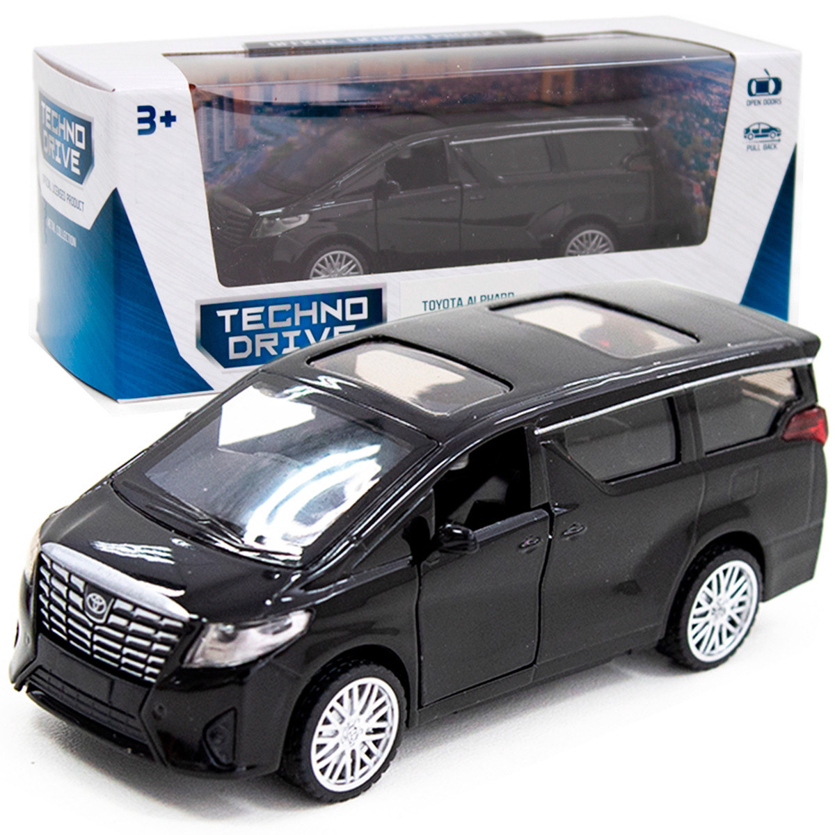 Іграшкова машинка металева TOYOTA ALPHARD, тойота альфард, чорний, відкр двері, інерція, 5*11*4см (250276), фото 1