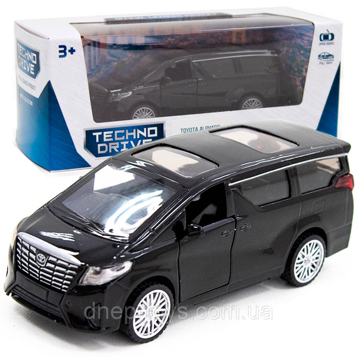 Іграшкова машинка металева TOYOTA ALPHARD, тойота альфард, чорний, відкр двері, інерція, 5*11*4см (250276), фото 1