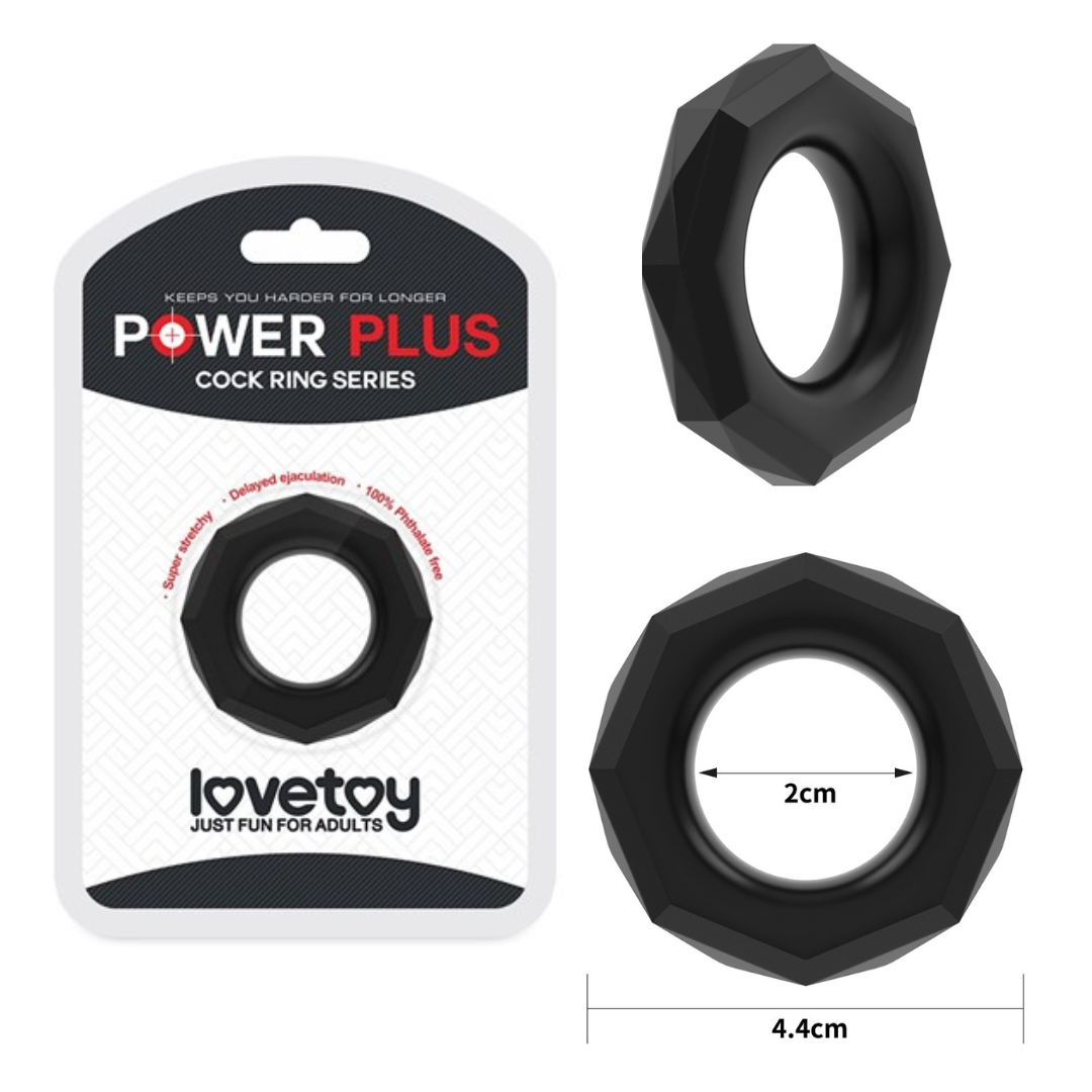 Ерекційне кільце на пеніс силіконове LOVETOY Power Plus Cock Ring чорне товсте