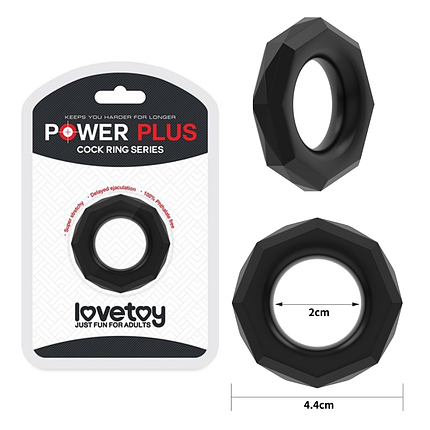 Ерекційне кільце на пеніс силіконове LOVETOY Power Plus Cock Ring чорне товсте, фото 2