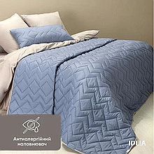 Синє покривало євро розміру 220*240 мікрофібра, двостороннє покривало стьобані якісне Джинс Світло сірий