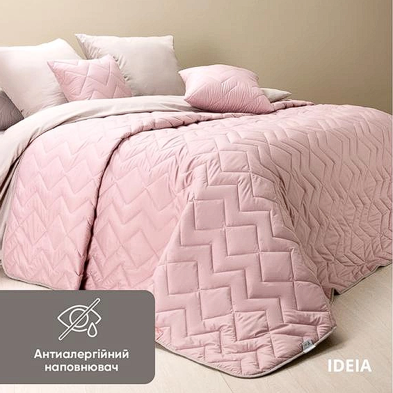 Покривала стьобані 220*240 євро розмір мікрофібра, двостороннє покривало якісне Пудровий Світло сірий, фото 1