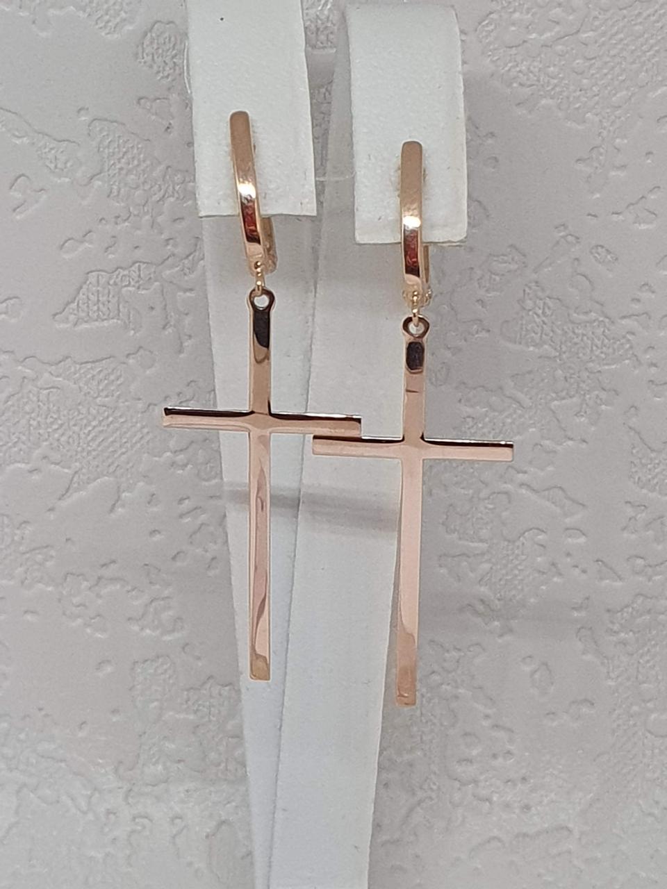 Золоті сережки Хрестики. 231504505