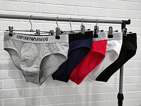 Набір чоловічих сліпів Emporio Armani з 3 штук у подарунковій коробці. Преміум якість, фото 4