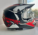 Мотошолом дитячий кросовий ендуро black/red spark new + Окуляри в ПОДАРУНОК, фото 4