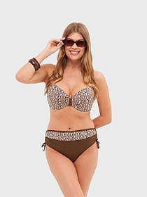 Жіночий купальник принт змії Sisianna 3990 коричневий на укр 50 52 56 58 розмір