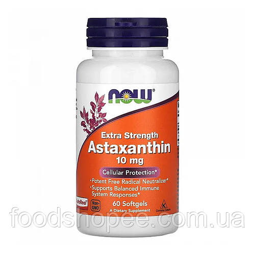 Астаксантин (Astaxanthin) 10 мг 60 капсул NOW-02251 (ID#1995681523 ...