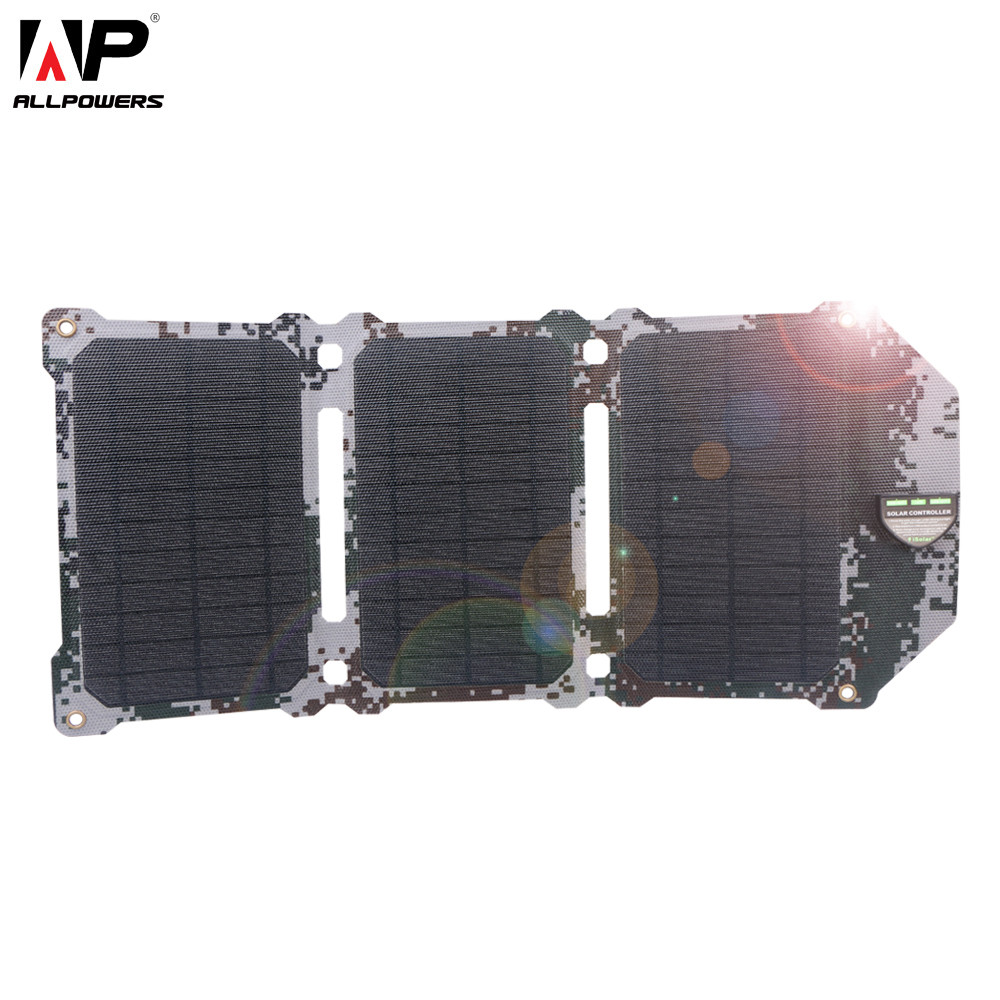 Портативна сонячна батарея Allpowers ETFE 5V 21W переносна сонячна панель камуфляжна