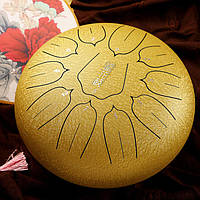 Глюкофон "Happy Drum" 11 нот Золотий Карбонова сталь 24*14*14см.