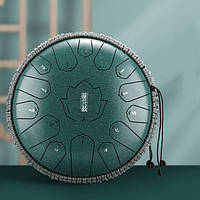 Глюкофон "Happy Drum" 15 нот Зелений Карбонова сталь 30*14*14см.