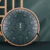 Глюкофон "Happy Drum" 15 нот Матовий Зелений Карбонова сталь 30*14*14см.