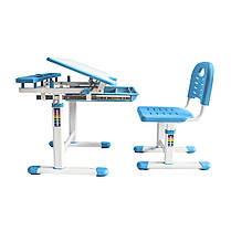 Комплект парта з настільною лампою і пеналом + стільчик + тумба-пуфік FunDesk Vanda Blue + FunDesk SS15W Blue для школяра, фото 4