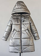 Зимняя куртка пальто на флисе для девочки подростка 11-15 лет (рост 140 146 152), пуховик подростковый - зима