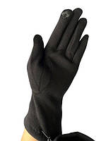 Трикотаж із фліс сенсором чорний жіночі рукавички для роботи на телефоні плоншете