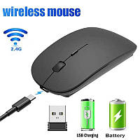 Бездротова мишка з акумулятором 1600DP 2.4 GHz безшумна Перезаряджувана миш геймерська для офісу комп'ютера ноутбука пк плоска