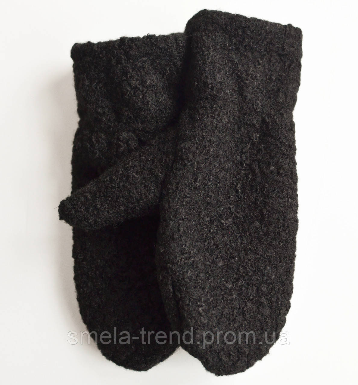 Рукавиці рукавички жіночі вовна мерлушка на флісі чорні