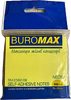 Блок для нотаток NEON Buromax 75х75мм 100арк. жовтий 2382