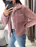 Стильна жіноча демісезонна коротка хутряна куртка з кишенями (р.42-52). Арт-1607/47, фото 6