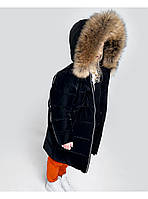 Зимняя куртка-парка Аляска черный (бархат) (натуральный мех)
