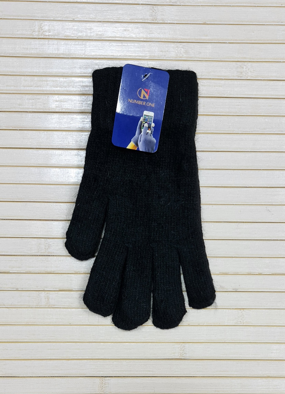 Рукавички жіночі теплі щільні вовняні чорні