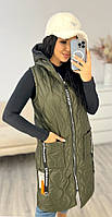 Жилетка демісезонна жіноча HP-6450 Хакі, 48-50