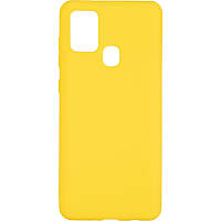 Чехол - накладка для Samsung A21s / бампер на самсунг А21с / Original Silicon Case / желтый .