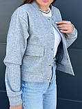 Стильна демісезонна жіноча коротка кашемірова куртка-бомер (р.42-52). Арт-1609/47 сіра, фото 2