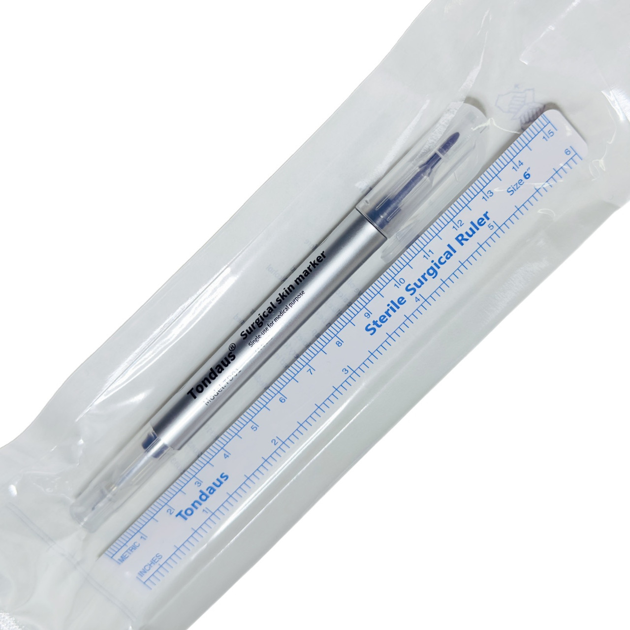 Косметологічний маркер для розмітки двосторонній з лінійкою в індивідуальній упаковці