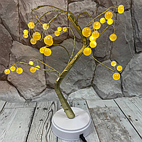 Светильник ночник Жемчужное дерево золотого цвета с LED подсветкой. Настольная лампа ночник дерево