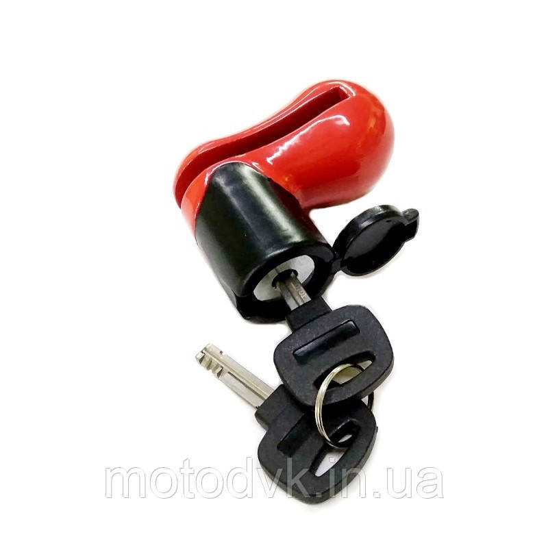 Замок на диск мотоцикла шток 5,5 мм металевий, червоний