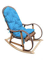 Крісло гойдалки з ротанга (у наборі з бірюзовою подушкою)